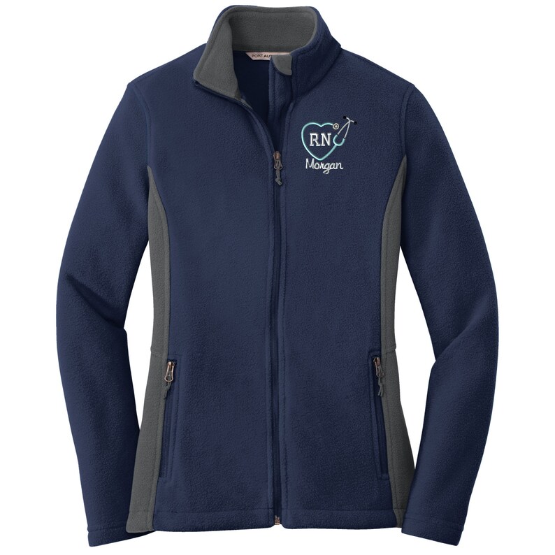 Nurse Zip up Jacket With Pockets Embroidered. RN Heart Etsy