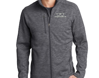 Personalized Optometrist Full Zip Fleece Jacket - Embroidered.  Eye Doctor Digi Stripe Fleece Jacket With Pockets. Optometrist Gift. F231