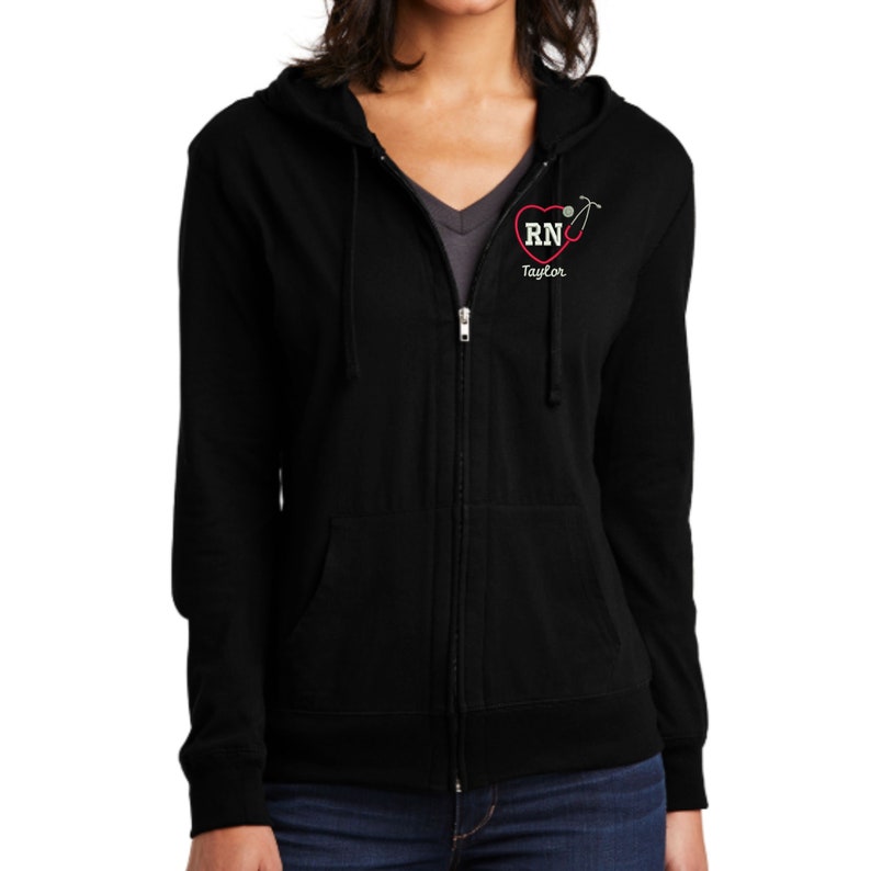 Personalized RN Nurse Full Zip Hoodie With Pockets Etsy