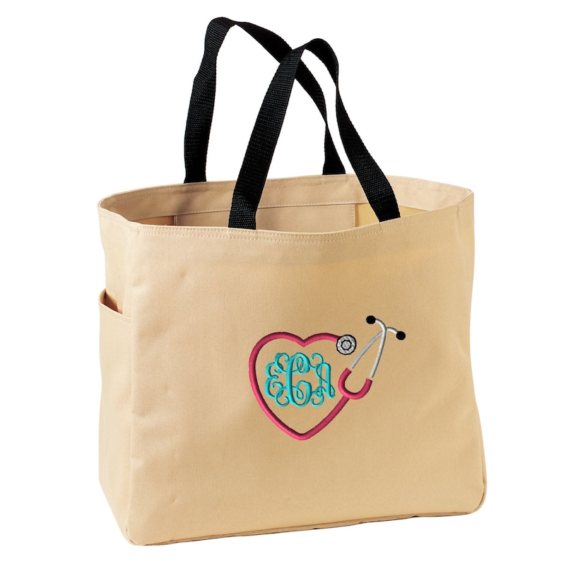 SM-B0750 Personalized RN Nurse Tote Bag Embroidered Monogrammed RN Nurse Tote Bag Custom Nurse Bsn Lpn Tote Bag