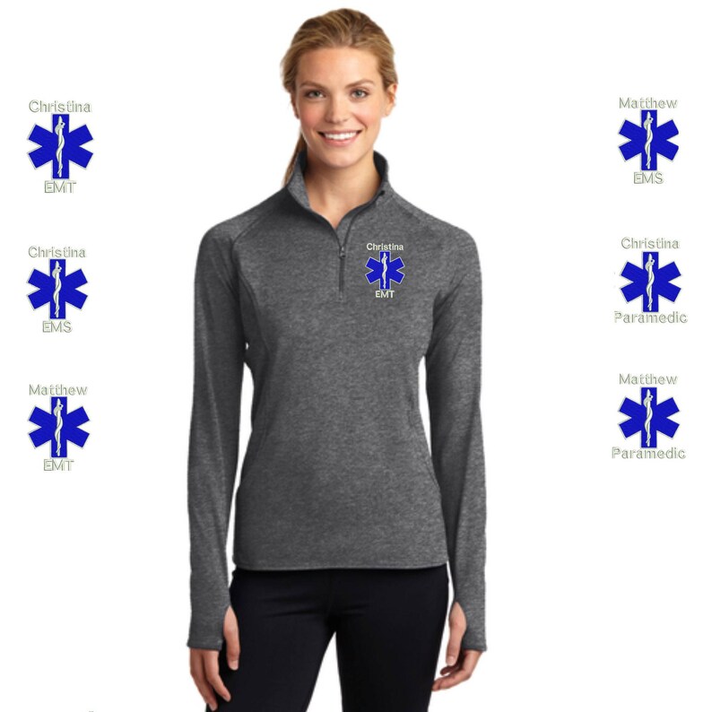 Embroidered Emt Ems Paramedic Gifts For Women Personalized EMT EMS Paramedic Zip Athletic Dri-Fit Lightweight Pullover Jacket LST850