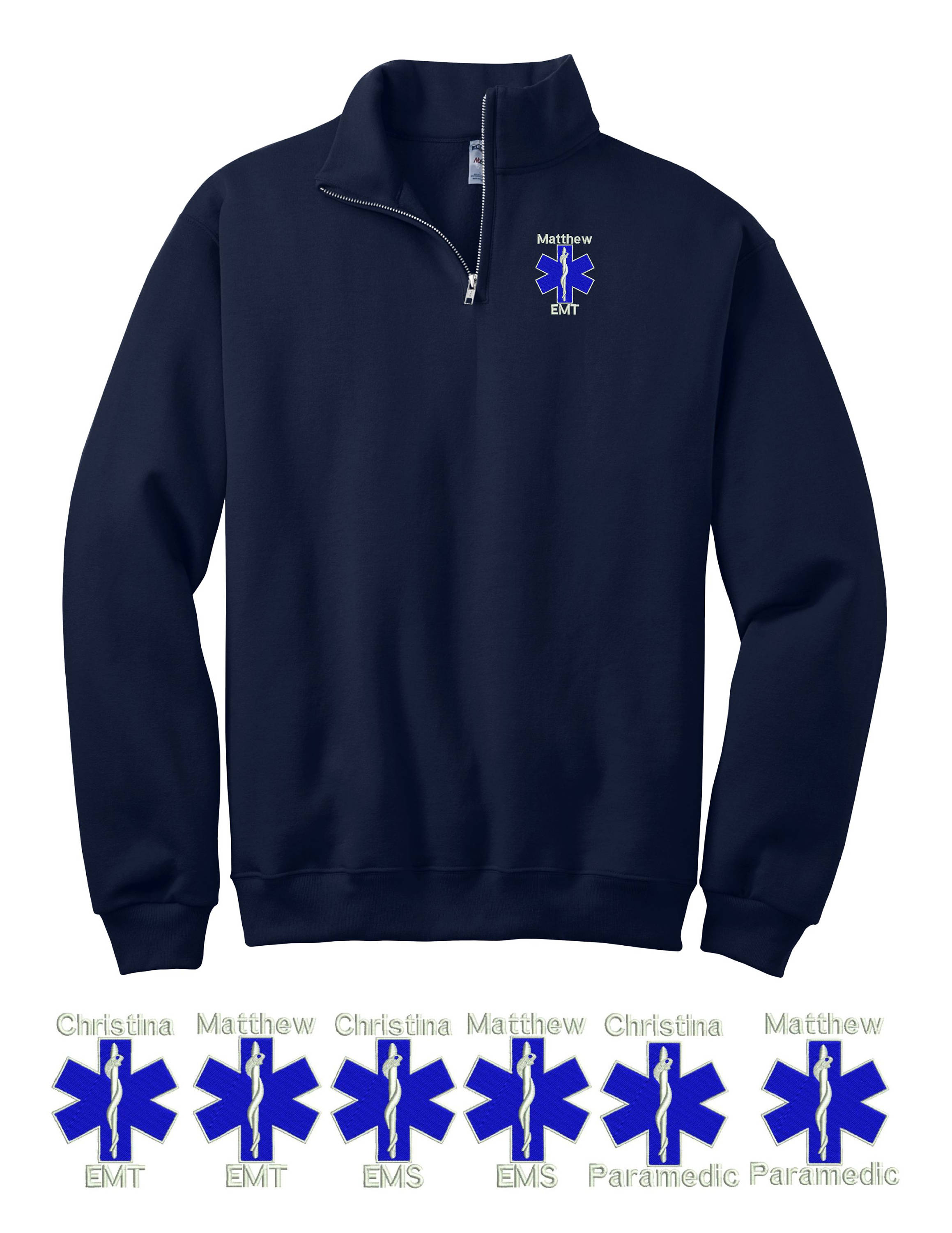 EMT EMS Paramedic Quarter Zip Pullover Cadet Collar Sweatshirt Etsy