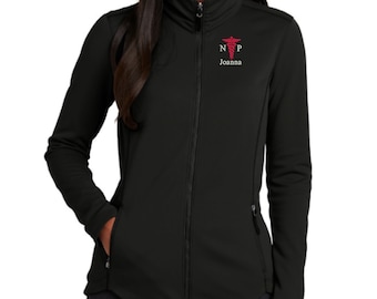 Personalized Nurse Practitioner Fleece Jacket - Embroidered. Nurse Practitioner Full Zip Jacket. Nurse Practitioner Gift For Her. L904