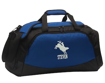 Personalized Rodeo Bull Rider Duffel Gym Bag - Embroidered. Bull Rider Duffle Gym Bag. Personalized Rodeo Bull Rider Riding Gift. BG802
