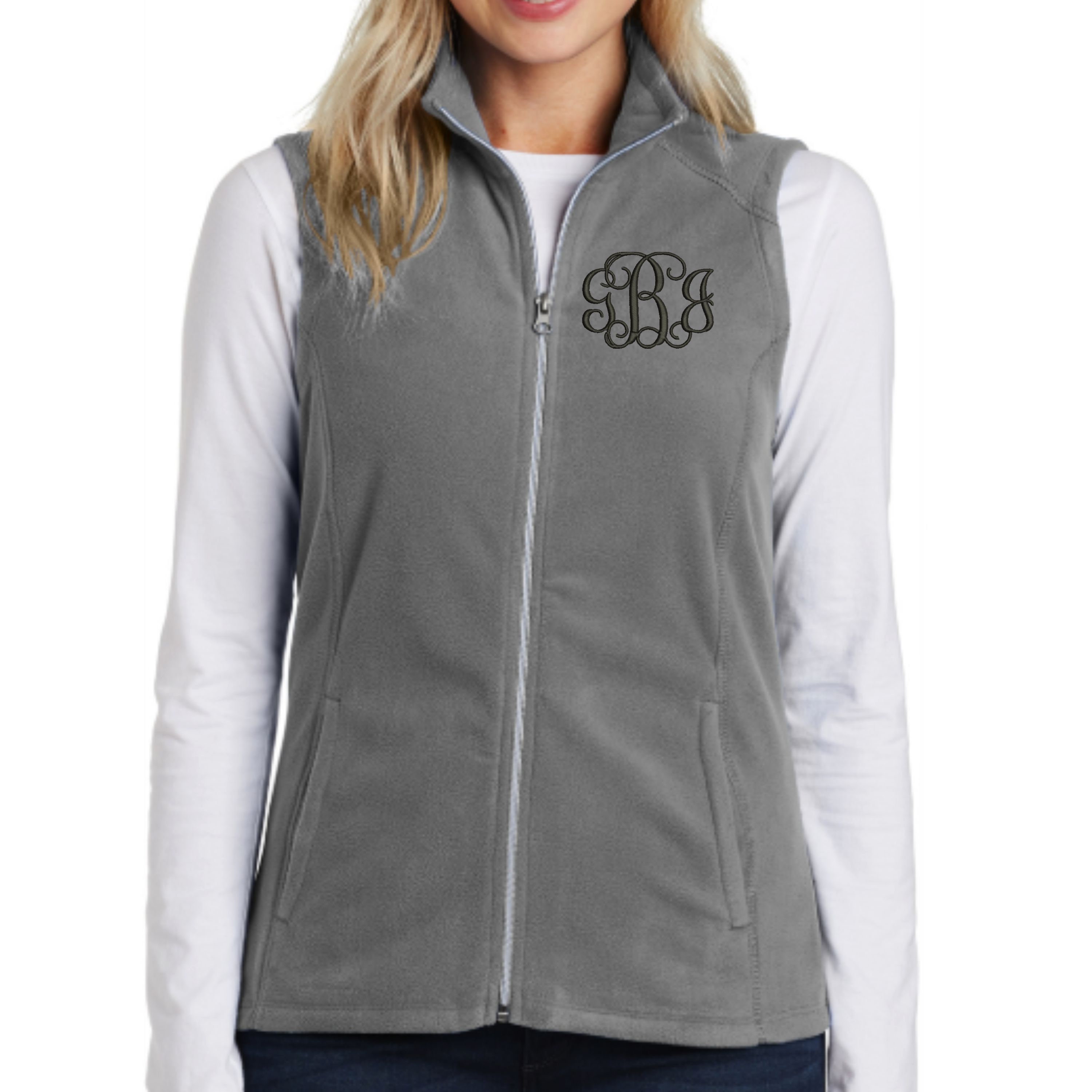 Monogrammed Full Zip Fleece Vest 