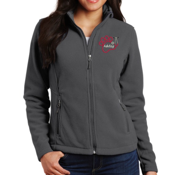Vet Tech Paw Stethoscope Full Zip Microfleece Jacket