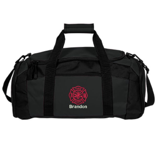 Personalized Firefighter Duffel Bag - Embroidered. Firefighter Gift. Firefighter Christmas Gift. Firefighter Birthday Gift. SM-BG970