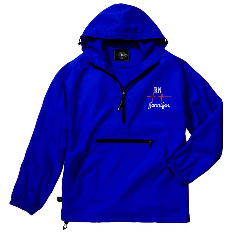 Personalized RN Nurse Half Zip Pullover Rain Jacket Embroidered Nurse Jacket With Pockets Rn 3A CR: 9904 RN Nurse Rain Jacket