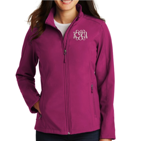Monogrammed Soft Shell Full Zip Jacket With Pockets - Embroidered.  Embroidered Women's Zip Up Jacket.  Custom Ladies Full Zip Jacket. L317
