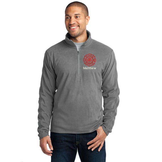 Why Not Stop N Shop Personalized Firefighter Full Zip Jacket with Pockets Embroidered