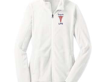 Nurse Caduceus Full Zip Fleece Jacket. Nurse Microfleece Jacket. Zip Up Jacket. LPN RN Nurse Jacket. Medical School Gift. L223 - N5