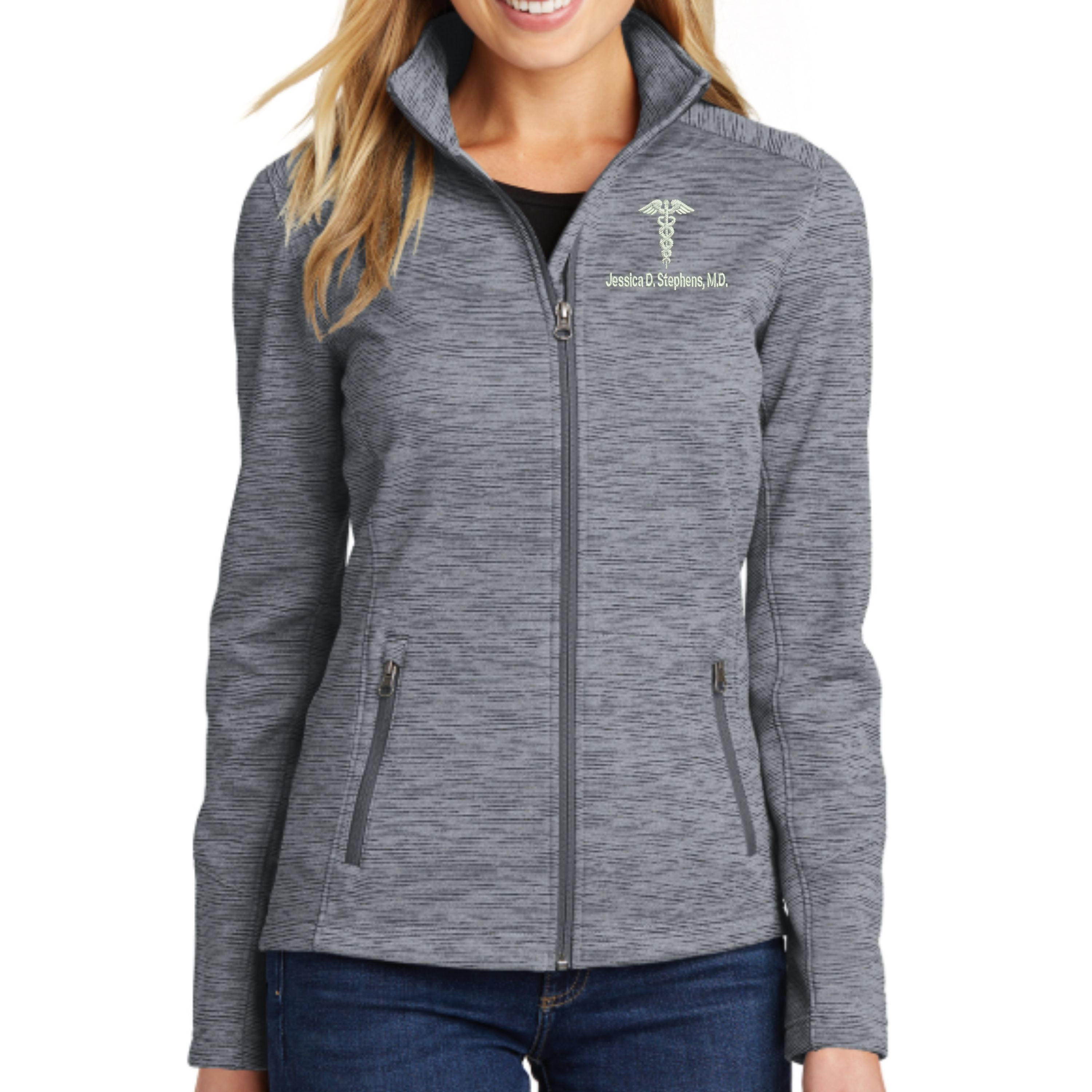 Personalized Doctor M.D. Full Zip Fleece Jacket With Pockets Etsy