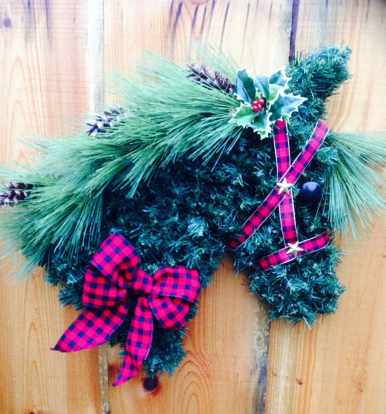 Plaid Horse Kentucky Derby Horse Head Wreath Etsy