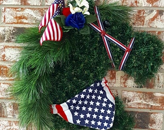 Patriotic Wreath, Red white and Blue Wreath, horse wreath,