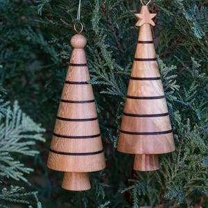 Set of 5 Wooden Christmas tree ornaments