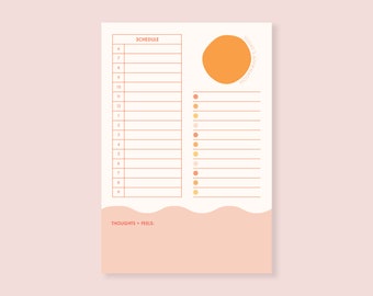 Daily Planner Desk Pad | Boho Stationery | A5 Planner Pad | Hourly planner notepad | To-Do list | WFH desk pad | Productivity pad