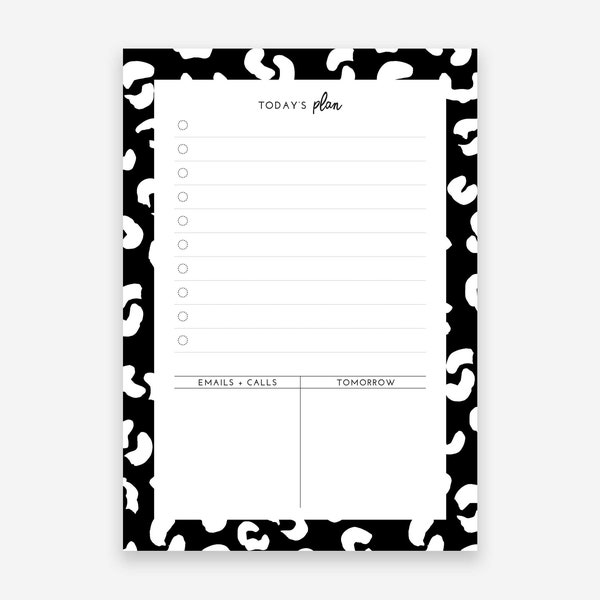 Daily Planner Desk Pad A5 | Leopard Monochrome Print