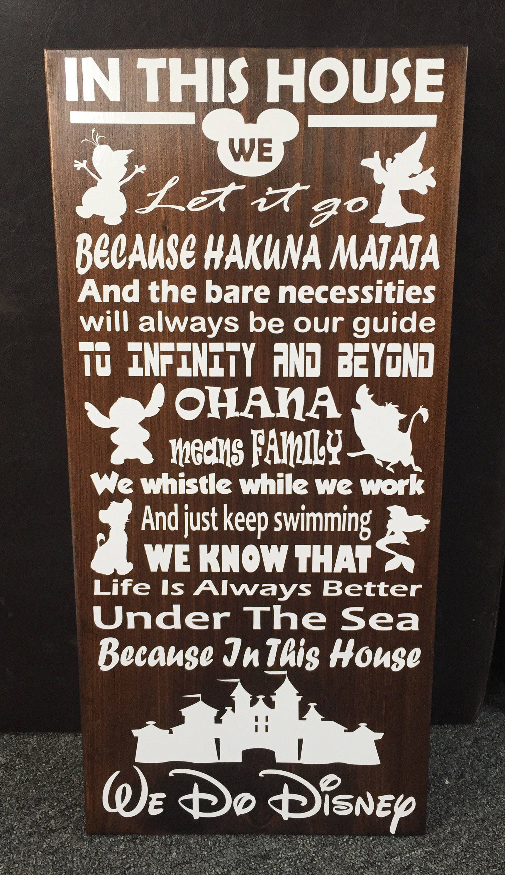Download Disney Sign In this house we do disney wooden sign Three ...
