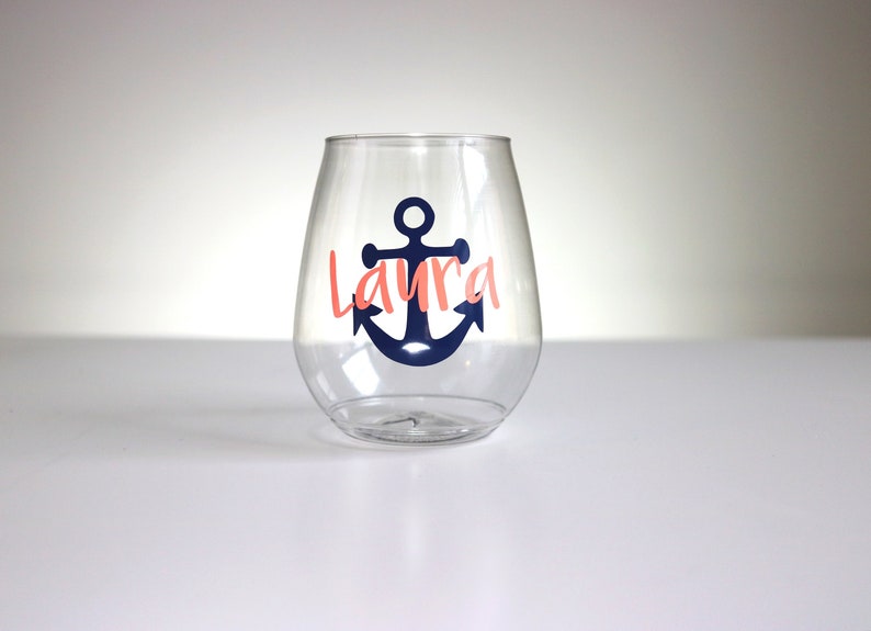 Anchor Plastic Wine Glass Cruise Bachelorette Party Favor Etsy