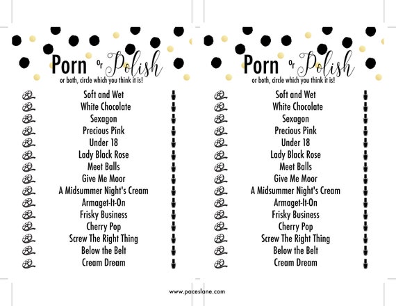 Porn or Polish Bachelorette Party Game Ideas, Black and Gold Bridal Shower,  Hen Party Game, Bachelorette Games Printable, Hen Party Gift