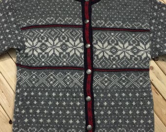 L.L. Bean Wool Cardigan with Graphic Design