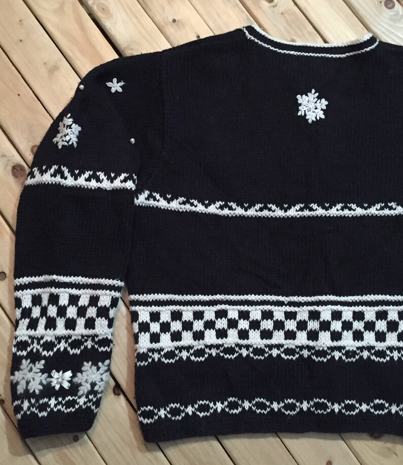 Talbots Winter Fair Isle Cardigan with Pearls