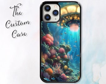 Coral Reef Underwater UFO for iPhone 14 Pro Max, iPhone 11 12 13 Pro Max case iPhone XR, XS Max 7 8 Plus, Samsung S21, S22, S23+ultra
