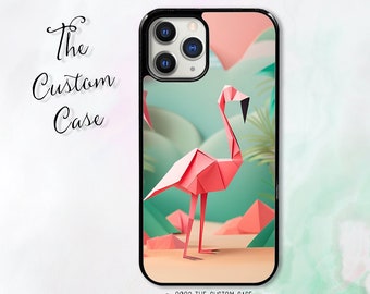 Papercraft Style Pink Flamingo Phone Case, Pink Flamingo Phone Case, Printed Pink Flamingo Case, Iphone Case, Samsung Case