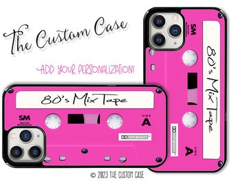 Hot Pink Mix Tape Phone Case, Personalized Phone Case, Mix Tape Case, Retro 80's Case for iPhone 14 Pro Max, iPhone 11 12 13 Pro Max Case