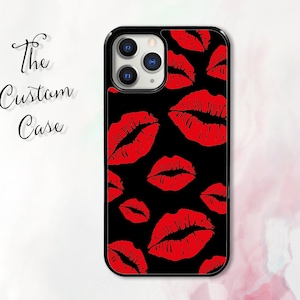Luxury Brand Sexy Red Lips Case for iphone 14 PRO MAX 11 PRO 12 13 PRO MAX  X XS XR 7 8 15 PLUS Glitter Gold Square Phone Cover