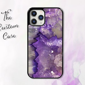 Amethyst Crystal, Purple Crystal Phone Case, Purple Gemstone Phone Case, Boho Gemstone Phone Case, Printed Case, Custom Case