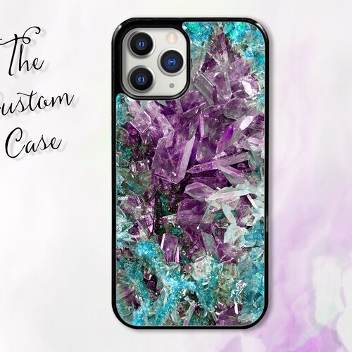 Purple Crystals Phone Case Turquoise and Purple Gemstone Etsy