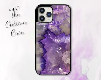 Amethyst Crystal, Purple Crystal Phone Case, Purple Gemstone Phone Case, Boho Gemstone Phone Case, Printed Case, Custom Case