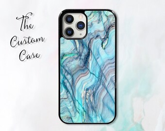 Turquoise Marble Phone Case for iPhone 14 Pro Max, iPhone 11 12 13 Pro Max case iPhone XR, XS Max 7 8 Plus, Samsung S21, S22, Z FLIP 4