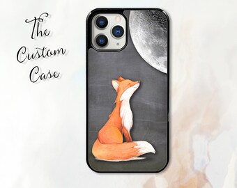 Fox and Moon Phone Case for iPhone 14 Pro Max, iPhone 11 12 13 Pro Max case iPhone XR, XS Max 7 8 Plus, Samsung S21, S22, Z FLIP 4