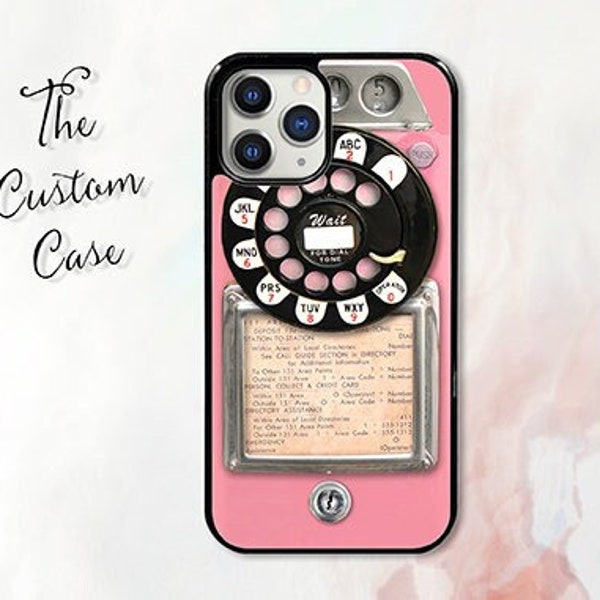 Retro Pink Payphone for iPhone 14 Pro Max, iPhone 11 12 13 Pro Max case iPhone XR, XS Max 7 8 Plus, Samsung S21, S22, S23 plus ultra