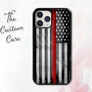 Thin Red Line Phone Case, US Flag Red Line Case, Firefighter, iPhone and Samsung Cases, Thin Red Line image 1