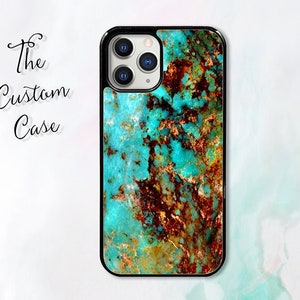 Turquoise Stone Phone Case, Turquoise and Rust Phone Case, Turquoise Marble, Turquoise Gemstone