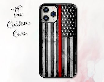 Thin Red Line Phone Case, US Flag Red Line Case, Firefighter, Iphone and Samsung Cases, Thin Red Line