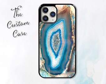 Blue crystal geode Phone Case for iPhone 14 Pro Max, iPhone 11 12 13 Pro Max case iPhone XR, XS Max 7 8 Plus, Samsung S21, S22, S23