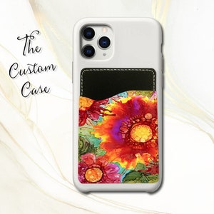 Sunflower Phone Wallet, Stick on Card Holder, Vegan, ID Holder, Card Wallet, Phone Card Holder, iPhone 11 12 13 Pro Max Mini XR X