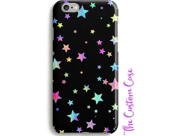 Rainbow Stars Phone Case, Pastel Stars Phone Case, Cute Stars on Black Phone Case, Stars Iphone Case, Stars samsung galaxy Phone Case