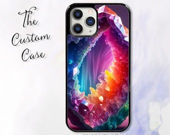Rainbow Crystal Geode Phone Case for iPhone 14 Pro Max, iPhone 11 12 13 Pro Max case iPhone XR, XS Max 7 8 Plus, Samsung S21, S22, S23