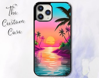 Pink Sunset on the Beach iPhone 15 14 Pro Max, iPhone 11 12 13 Pro Max case iPhone XR, XS Max 7 8 Plus, Samsung S21, S22, Z FLIP 4, 5