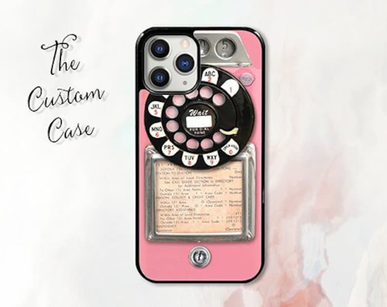 Retro Pink Payphone for iPhone 14 Pro Max, iPhone 11 12 13 Pro Max case iPhone XR, XS Max 7 8 Plus, Samsung S21, S22, S23 plus ultra image 1