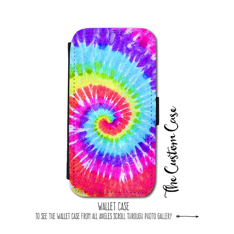 Tie Dye Phone Case, Tie Dye Wallet Phone Case, Rainbow Tie Dye Swirl Leather Flip Case, Hippie, for Samsung Galaxy and Iphone cases 