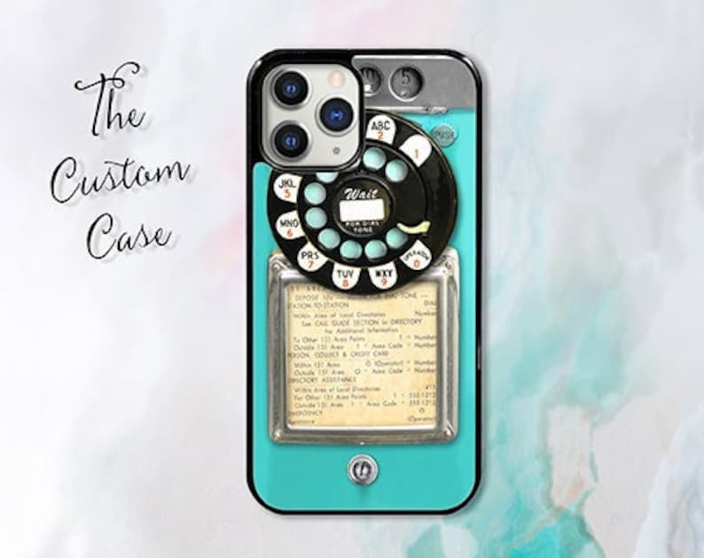 Vintage Blue Payphone Case for iPhone 14 Pro Max, iPhone 11 12 13 Pro Max case iPhone XR, XS Max 7 8 Plus, Samsung S21, S22, Z FLIP 4 