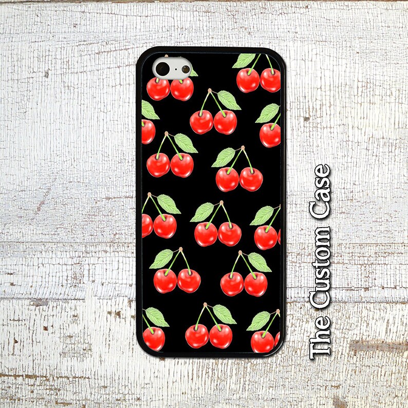 Cherries Phone Case Cute Fruit Phone Case Red and Black Etsy