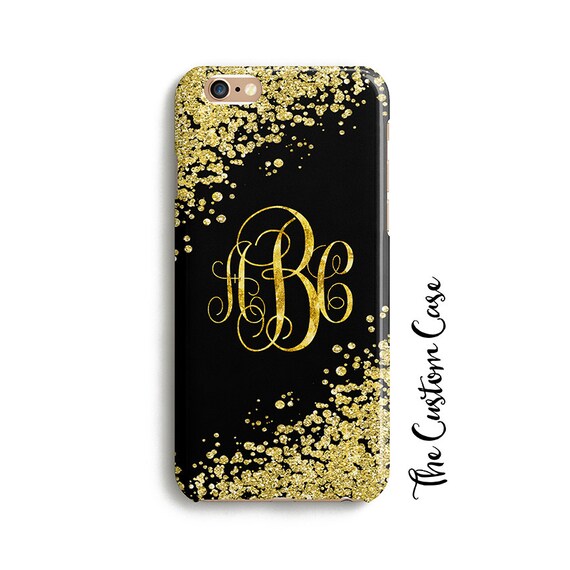 Black phone case with gold initials Clearance
