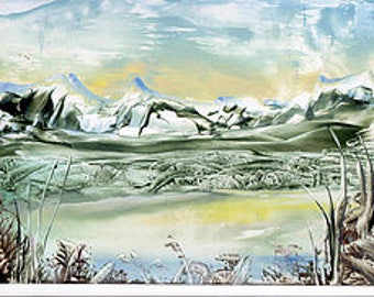 Home decor;small artwork;Icescape;encaustic